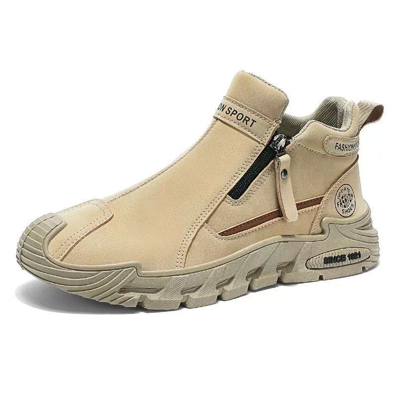 2025 otoño nueva cremallera lateral Zhongbang tendencia zapatos de trabajo para hombres suela gruesa desgaste un pedaleo botas casuales Martin