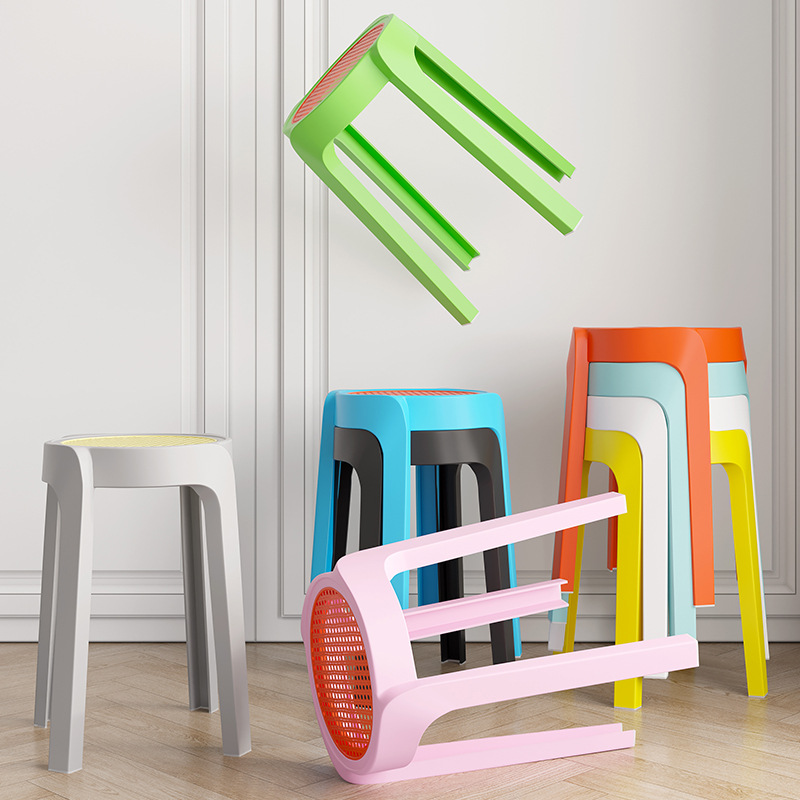 Home Plastic Stool Modern Minimalist Whirlwind Stool Living Room Dining Room Leisure Chair Stackable Round Stool Windmill Stool