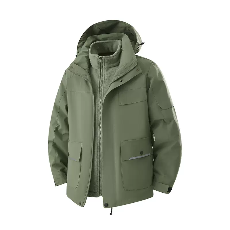 户外冲锋衣男士三合一可拆卸两件套外套防风冬季加肥加大码批发潮