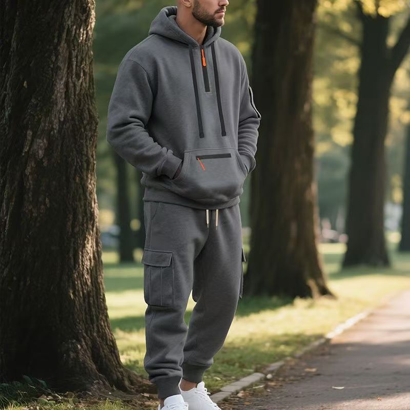 Cross-Border Foreign Trade Winter Large Size American Heavyweight Plus Velvet Loose Men's Casual Sports Multi-Pocket Workwear Suit for Men Cross-Border Foreign Trade Winter Large Size American Heavyweight Plus Velvet Loose Men's Casual Sports Multi-Pocket Workwear Suit for Men