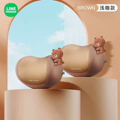 Pillow Car Cushion Cute Pillow | Headrest - double-c-curved-surface-neck-pillow-light-brown-doll-double-head-pillow