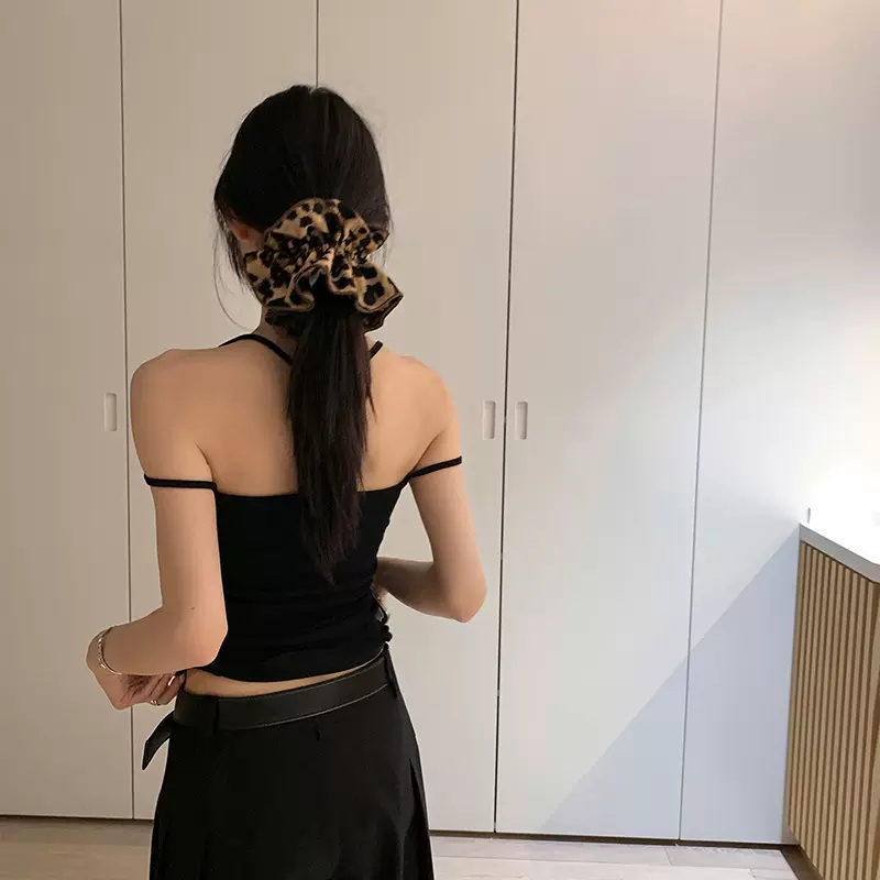 酷飒小野猫辣妹豹纹大肠发圈皮筋女扎头发绳高级感马尾辫古风发饰