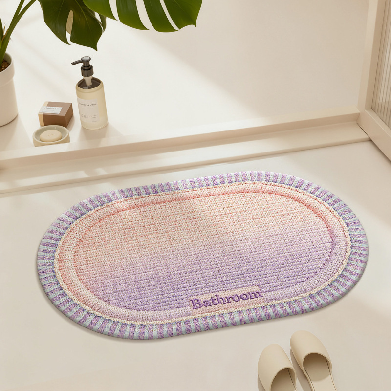 Cream-Style Gradient Color Block Floor Mat, Bathroom Decorative Floor Mat, Household Water-Absorbent Quick-Drying Non-Slip Foot Mat, Entrance Door Floor Mat