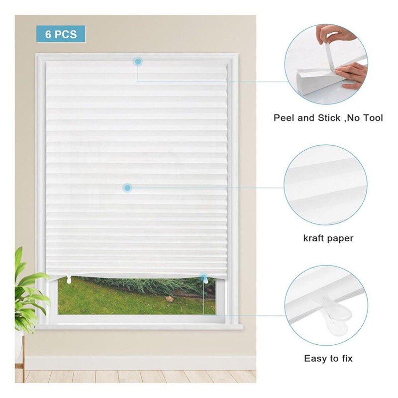 Pleated Curtain Blackout Paper Pleated Blinds No Drilling No Tools Indoor Cordless Window Treatments Home Window Curtains