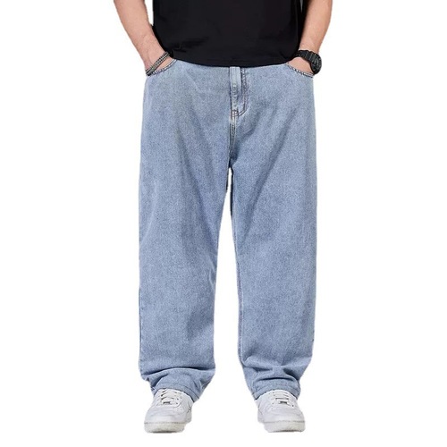 Men's plus-size autumn wide-leg relaxed straight-leg loose-fitting elastic waist pants