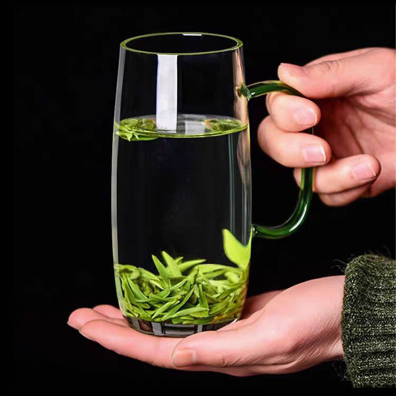 Vidrio de borosilicato con mango taza de té Oficina taza de agua unisex hogar té verde longjing taza de agua