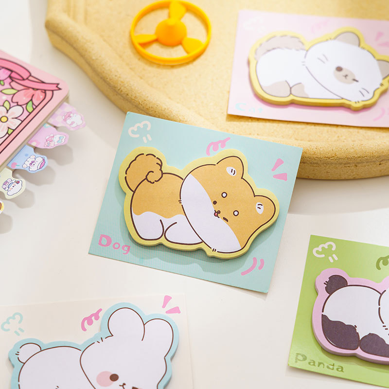 Lindo animal de dibujos animados notas adhesivas pegatinas n-times en forma especial para estudiantes de escuela primaria escribiendo marcas etiquetas pegatinas libro de notas desgarrable