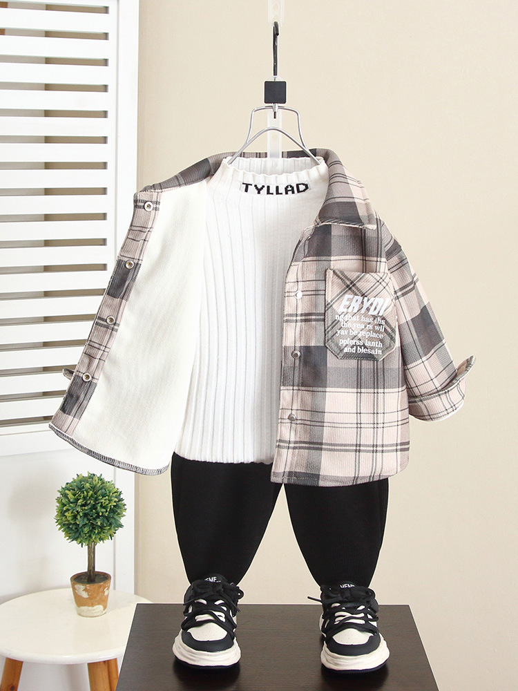 Camisa para Niños 6580 con Forro Polar, Camisa Infantil de Manga Larga con Forro Polar Integrado para Otoño e Invierno, Modelo 2026, Chaqueta para Bebé Acolchada