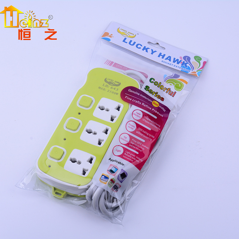 Comercio exterior nuevo cable de cobre 3 interruptor 4 enchufe colorido paquete inglés enchufe placa de conexión fábrica al por mayor