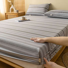 P224加厚老粗布床笠2023年新款100麻床单床罩床垫三