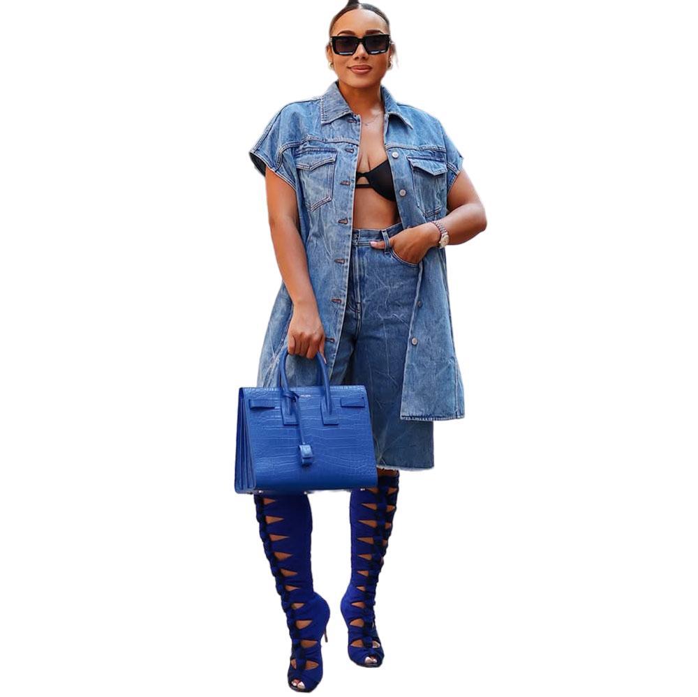 Chaleco vaquero mujer chaqueta sin mangas casual estilo moda_voghion.com