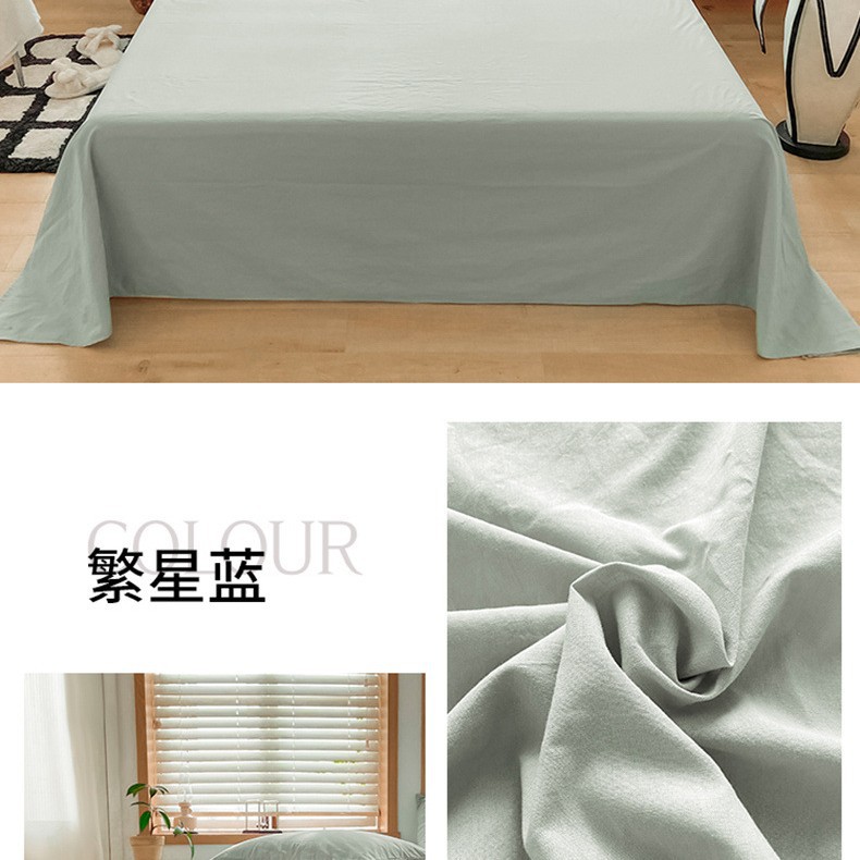 Sábanas engrosadas de algodón puro pieza única 100 algodón nuevo dormitorio de estudiantes azul edredón para dormir desnudo juego de tres piezas de funda de almohada individual