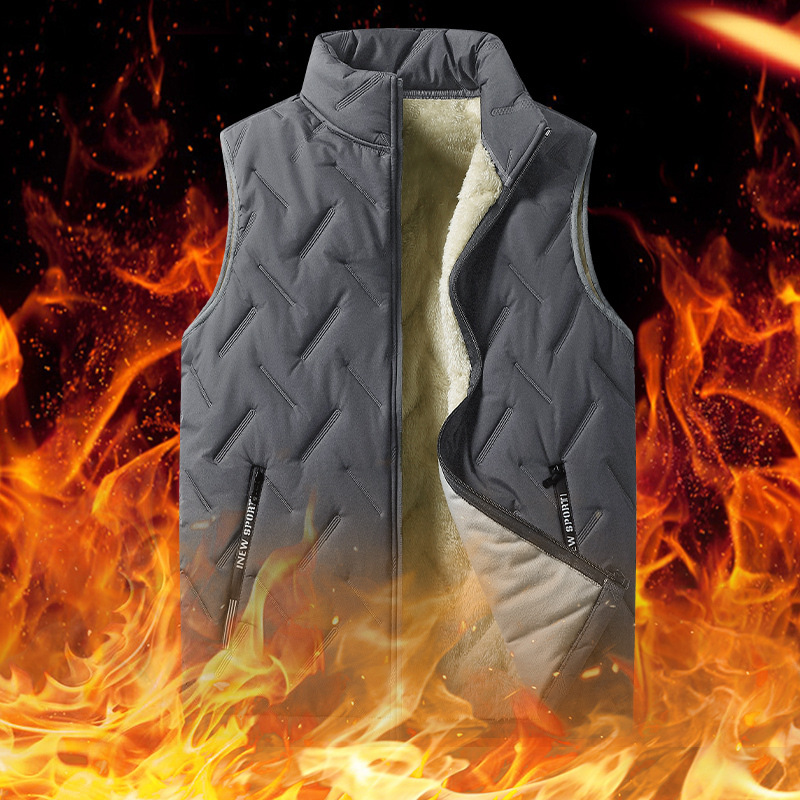 Chaqueta de cachemira de hombre de otoño y invierno, chaqueta de hombro de cachemira gruesa sin mangas, chaqueta caliente para padres de mediana edad