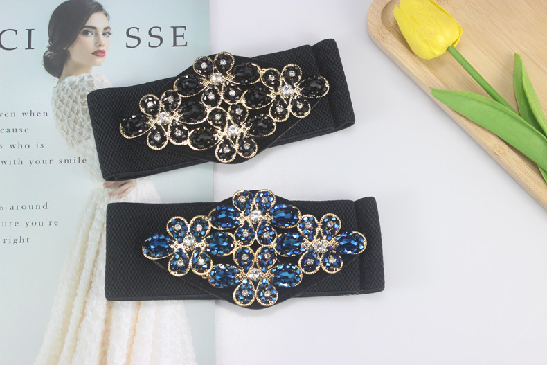 Fashion Flower Elastic Band Handmade Inlay Crystal Women's Woven Belts 1 Piece display picture 2