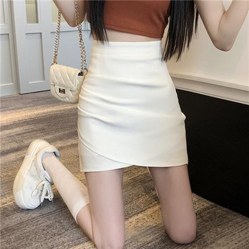 2024 Summer New Asymmetrical Pleated Slit A-line Semi-slip Dress for Women High-waisted Noble Lady Style Bodycon Skirt