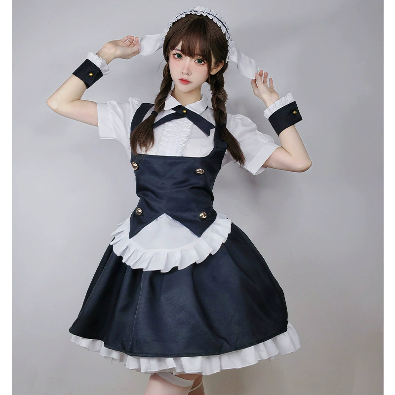 Второй мерный милый наряд горничной COS черно-белый кролик-ключница горничная ласточкин хвост кролик платье Лолиты