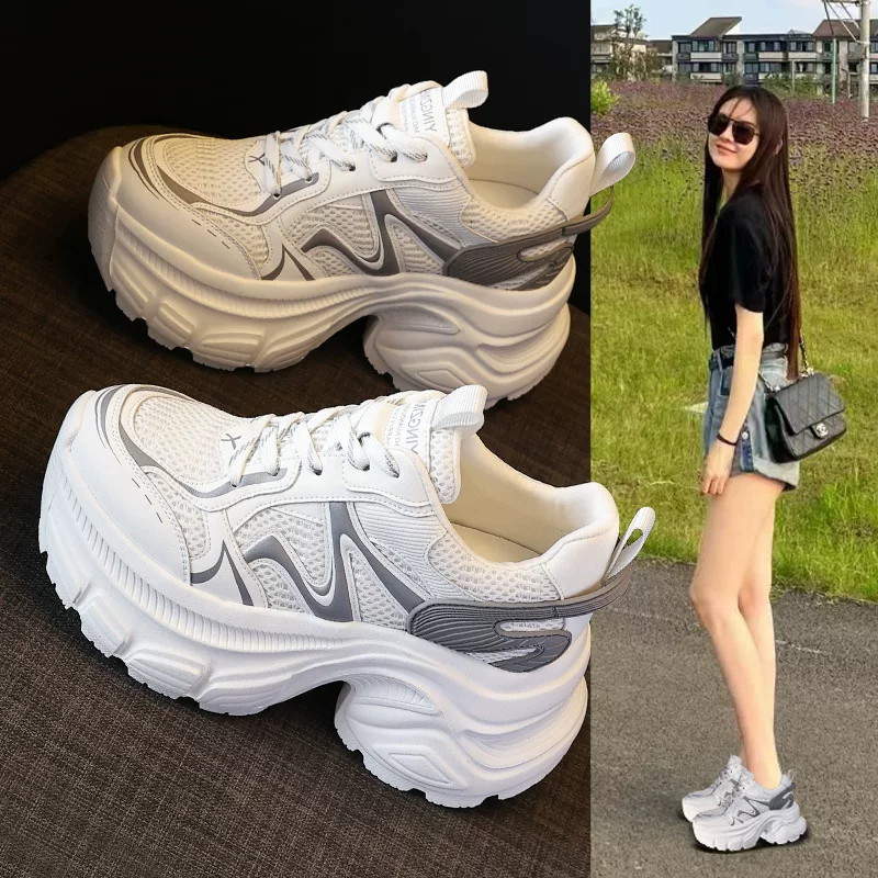 Mesh sports high fashionable casual footwear for leisure platform, trend of season