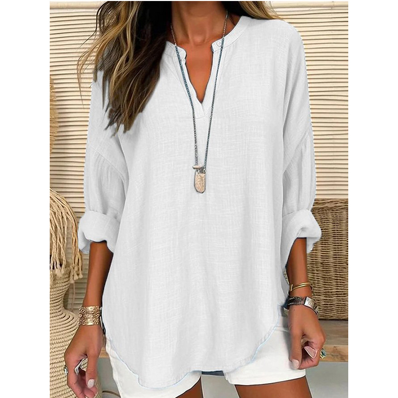 Women's Blouse Long Sleeve Blouses Button Simple Style Solid Color display picture 6