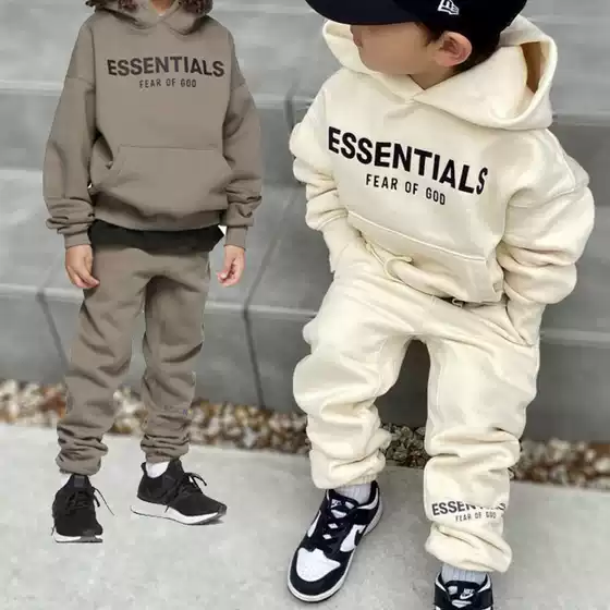 FEAR OF GOD ESSENTIALS children's suit FOG fashion brand double-line children's casual fleece hoodie