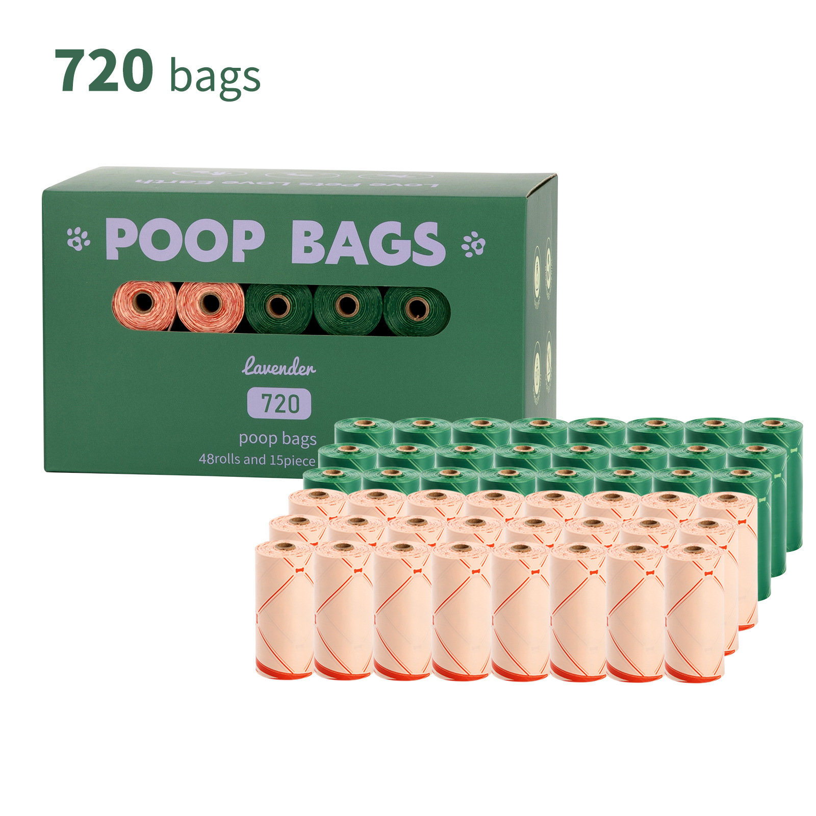 Nuevo medio ambiente biodegradable bolsa de basura de mascotas bolsa de basura distribuidor de bolsa de heces OPP caja de cabeza de fijación empaquetada bolsa de heces