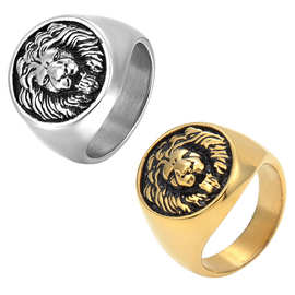欧美复古狮子头不锈钢男士戒指 霸气个性动物狮子王铸造钛钢戒指