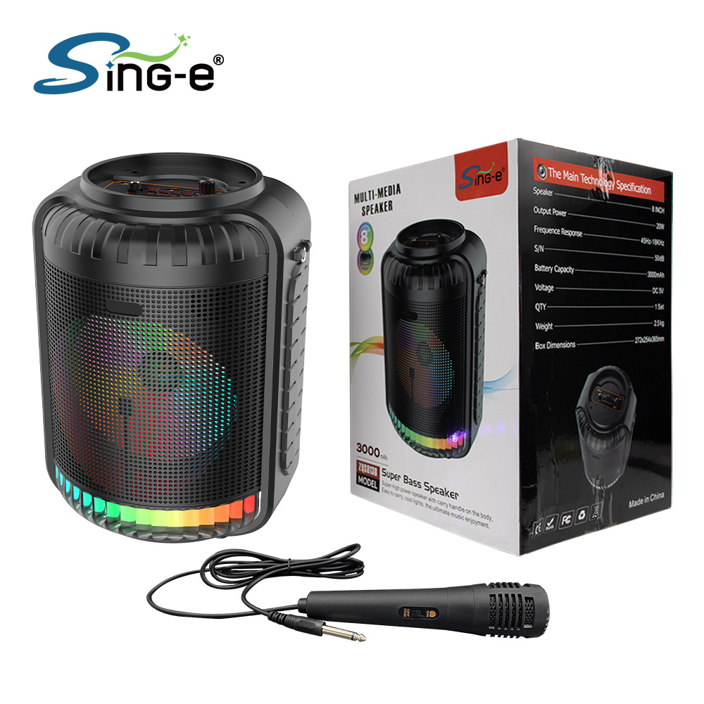 Sing-E Zqs8138 Wireless Bluetooth Speaker Outdoor Home Square Dance Subwoofer Karaoke Rgb Speech Audio