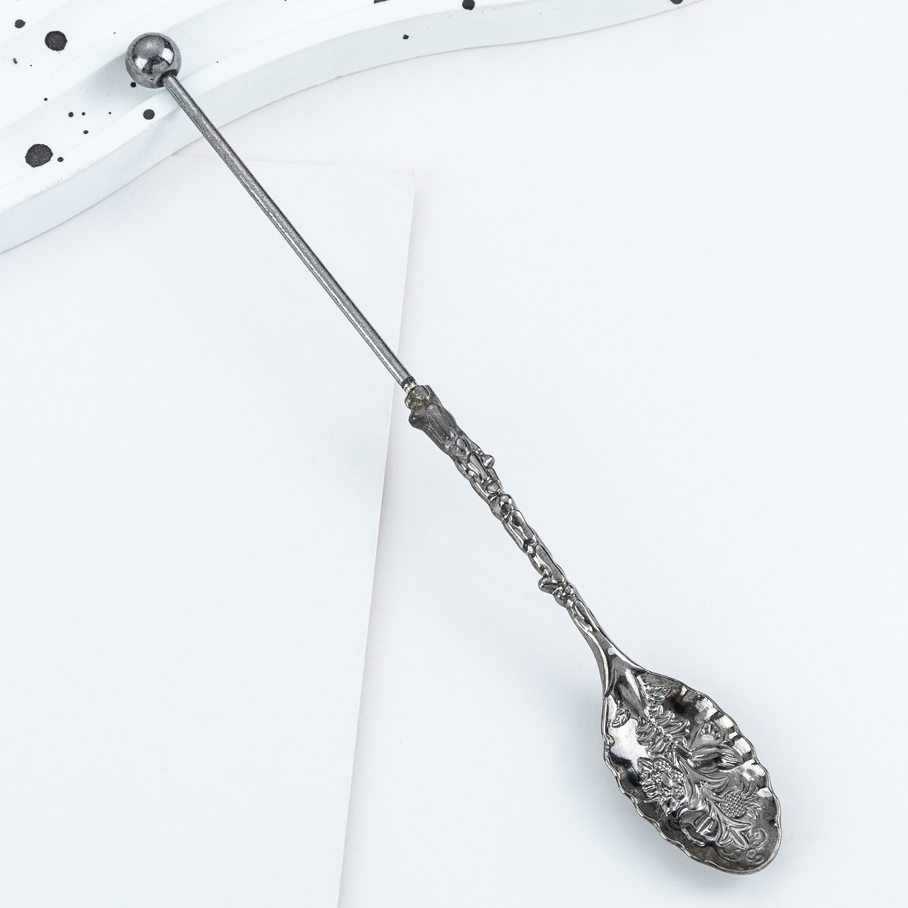 Cucharas de cuentas DIY cucharas de patrón de restaurantes occidentales cucharas de postres cucharas de café europeas cucharas caseras cucharas de mango largo