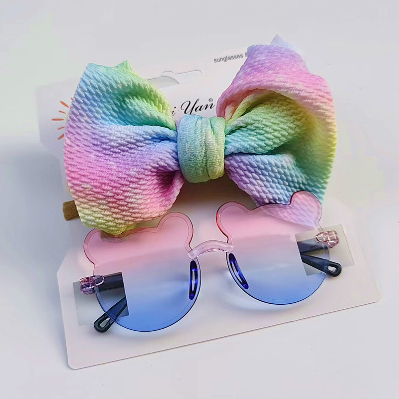 Special-Shaped Mirror Glasses Style Party Occasion Bear, Bow Knot Pattern Children Unisex Gender Cute Bear Bow Knot PC UV400 Protection Special-Shaped Mirror Frameless Kids Sunglasses