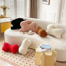 现代简约素色泰迪绒创意异型沙发靠枕民宿样板房客厅卧室抱枕靠背