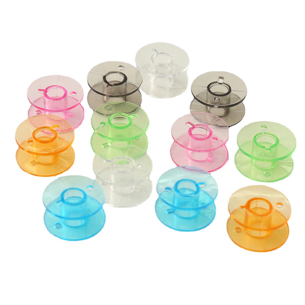 2518P nuevo material de múltiples funciones del Hogar Accesorios de la máquina de coser de la bobina de plástico color transparente engrosada Fábrica de la bobina