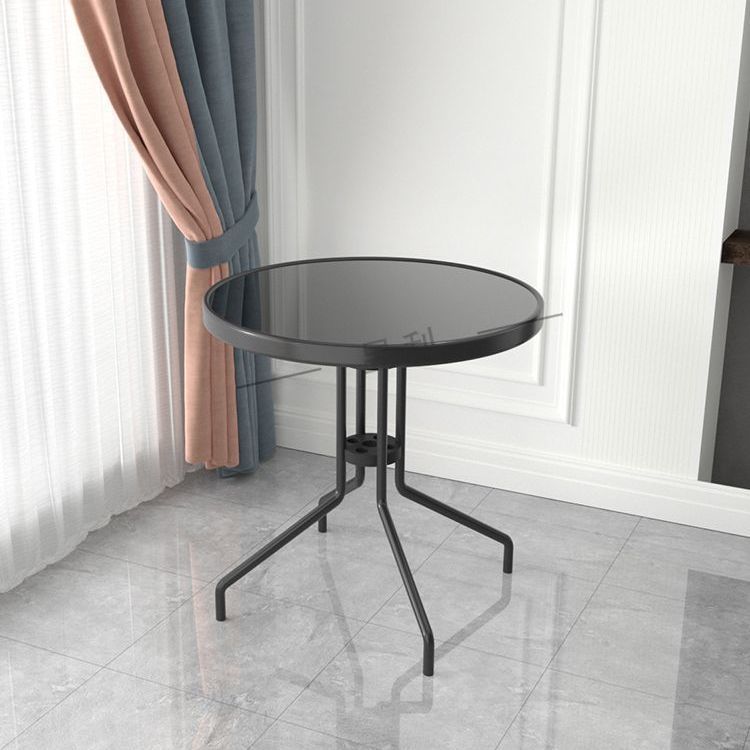 60cm 검정색 유리 원형 테이블 + 의자 0개