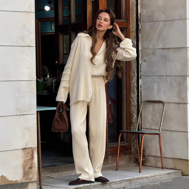 Cross-Border Knitted Cardigan and Pants Set, European and American Style, 2025 Autumn and Winter New Loose Two-Piece Casual Sweater Set for Women Cross-Border Knitted Cardigan and Pants Set, European and American Style, 2025 Autumn and Winter New Loose Two-Piece Casual Sweater Set for Women