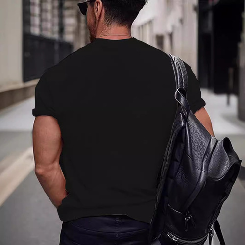 2024 Tomi Men's Short-Sleeve Summer Round-Neck Pure Cotton Loose Casual Daily Base Shirt Trendy One Piece