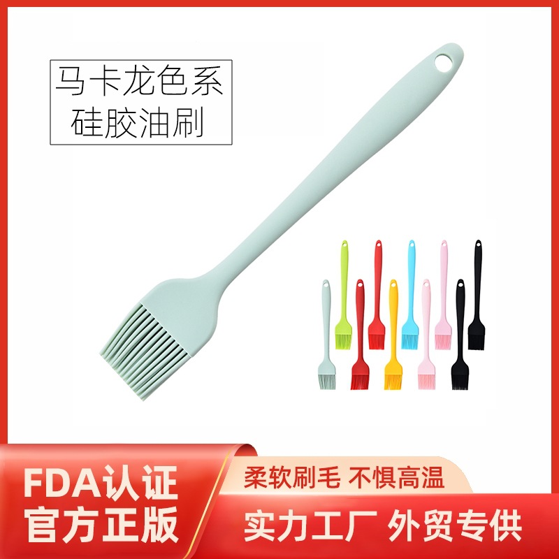 Nuevo macaron color cepillo de aceite de silicona hogar comestible para hornear grado alimenticio de alta temperatura resistente cepillo de aceite de barbacoa al por mayor