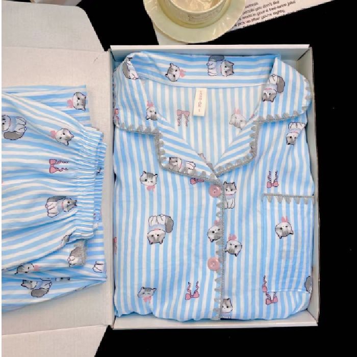 Chatter en vivo explosión con cojín de pecho primavera y otoño dulce nubes algodón de manga larga pijama de niñas estudiantes set de ropa de hogar