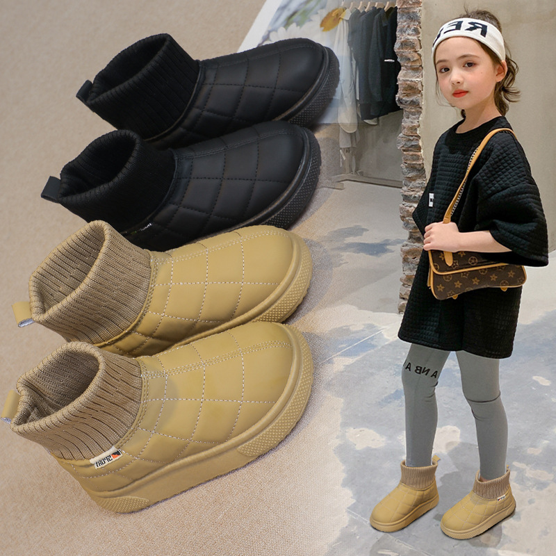 Zapatos de algodón para niños 2024 nuevo invierno para niñas botas de nieve más gruesas botas de algodón caliente para niños botas cortas para niños