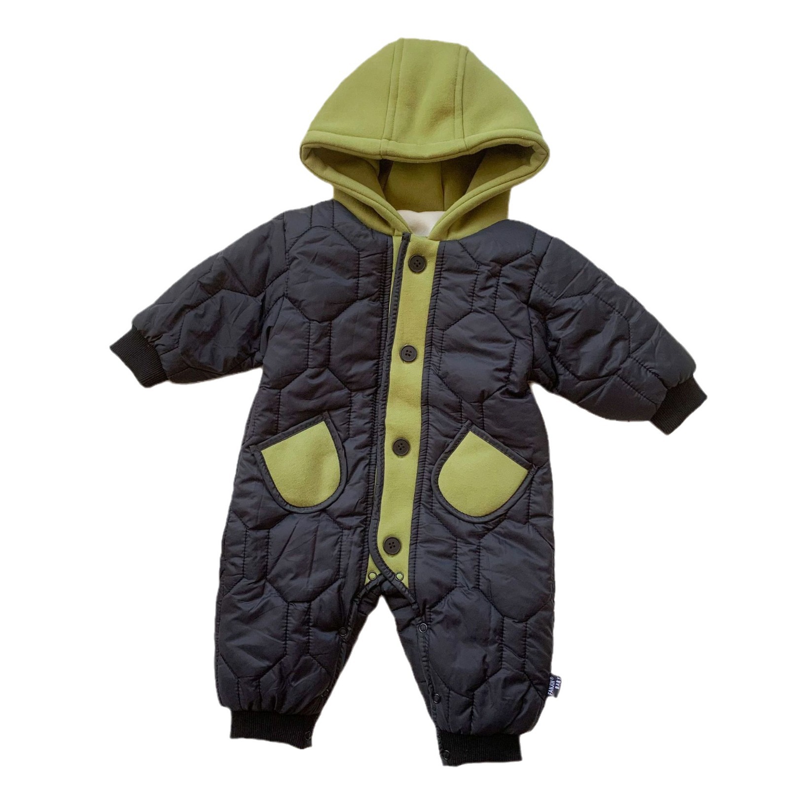 Ropa de algodón acolchada para niños recién nacidos mono infantil de algodón acolchado niños y niñas de invierno Bebé fuera forrado de lana mameluco de moda con capucha