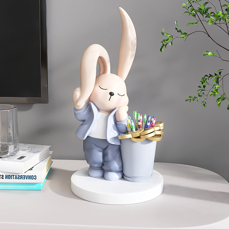 Healing rabbit pen holder decoration home accessories makeup brush lipstick storage box living room children's room desktop decoration