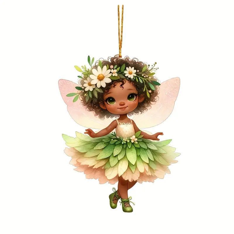 Nuevo ángel chica árbol de Navidad decoración acrílico plano transfronterizo espejo retrovisor colgante mochila colgante