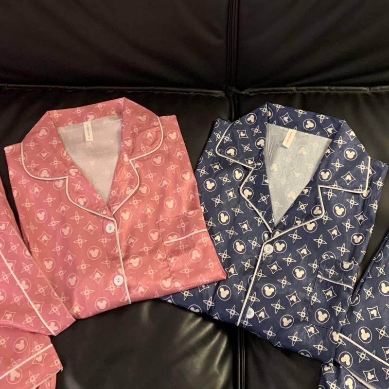 Alta calidad Panda pareja Pijamas Mujer primavera y otoño hielo seda 2024 nuevo verano de manga larga homewear hombres traje