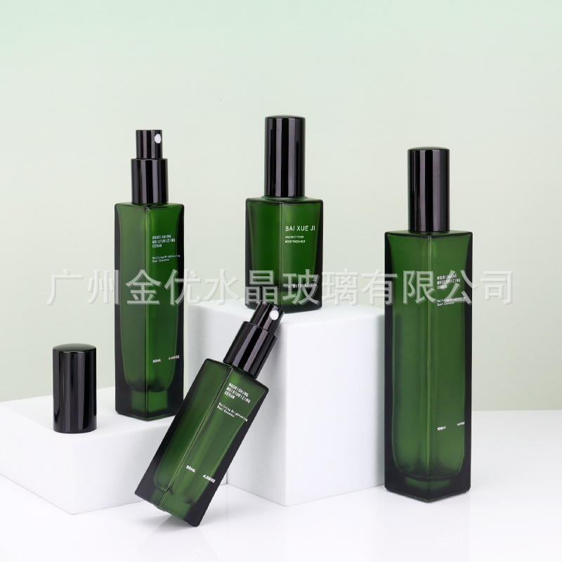 100ml50ml细长款方型电化铝香水细喷雾化妆品护肤补水精华玻璃瓶