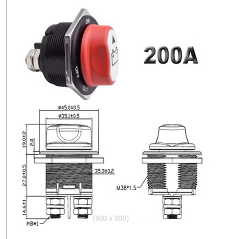 Head White battery power off switch 50A100A200A300A high current multi-specification car power off switch