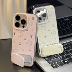 新款适用苹果15promax保护套IMD凯蒂镜面支架iphone16卡通手机壳