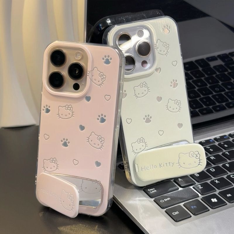 New Model Suitable for Apple 15Promax Protective Cover Imd Katie Mirror Holder Iphone16 Cartoon Mobile Phone Case