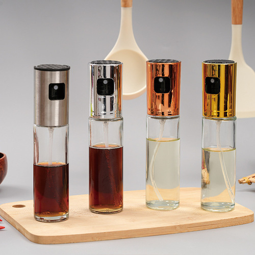 Household Kitchen Spray Bottle Atomizing Glass Fat Control Oil Dispenser Pressurized Food Grade Professional Stainless Steel Spray Bottle