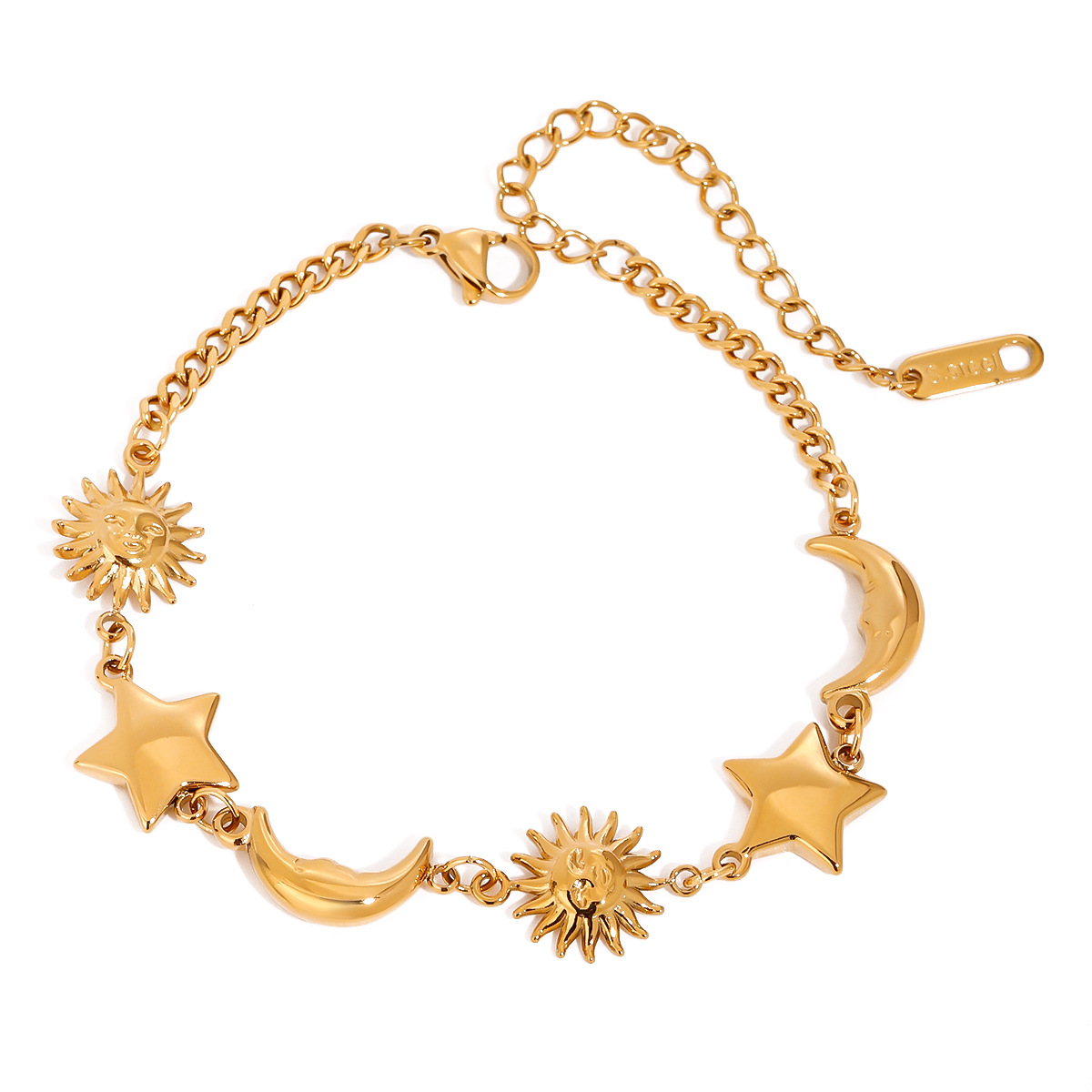 Wanxing Europa y los Estados Unidos 18K oro acero inoxidable estrellas luna playa vacaciones de verano y otoño viento DIY transfronterizo no desvanecer pulsera mujer