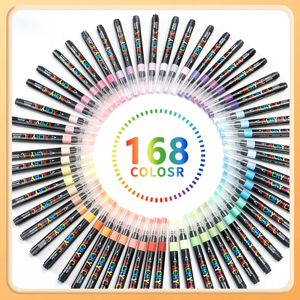 Marcador de acrílico de cabeza blanda profesional de pintura de arte marcador de pintura de tinta de acrílico marcador de venta transfronteriza