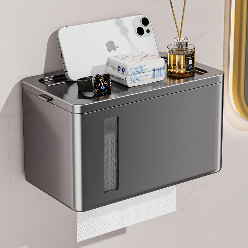 No-Drill Wall-Mounted Tissue Box Toilet Paper Holder Bathroom Storage Rack Washroom Bathroom Tissue Box Wholesale