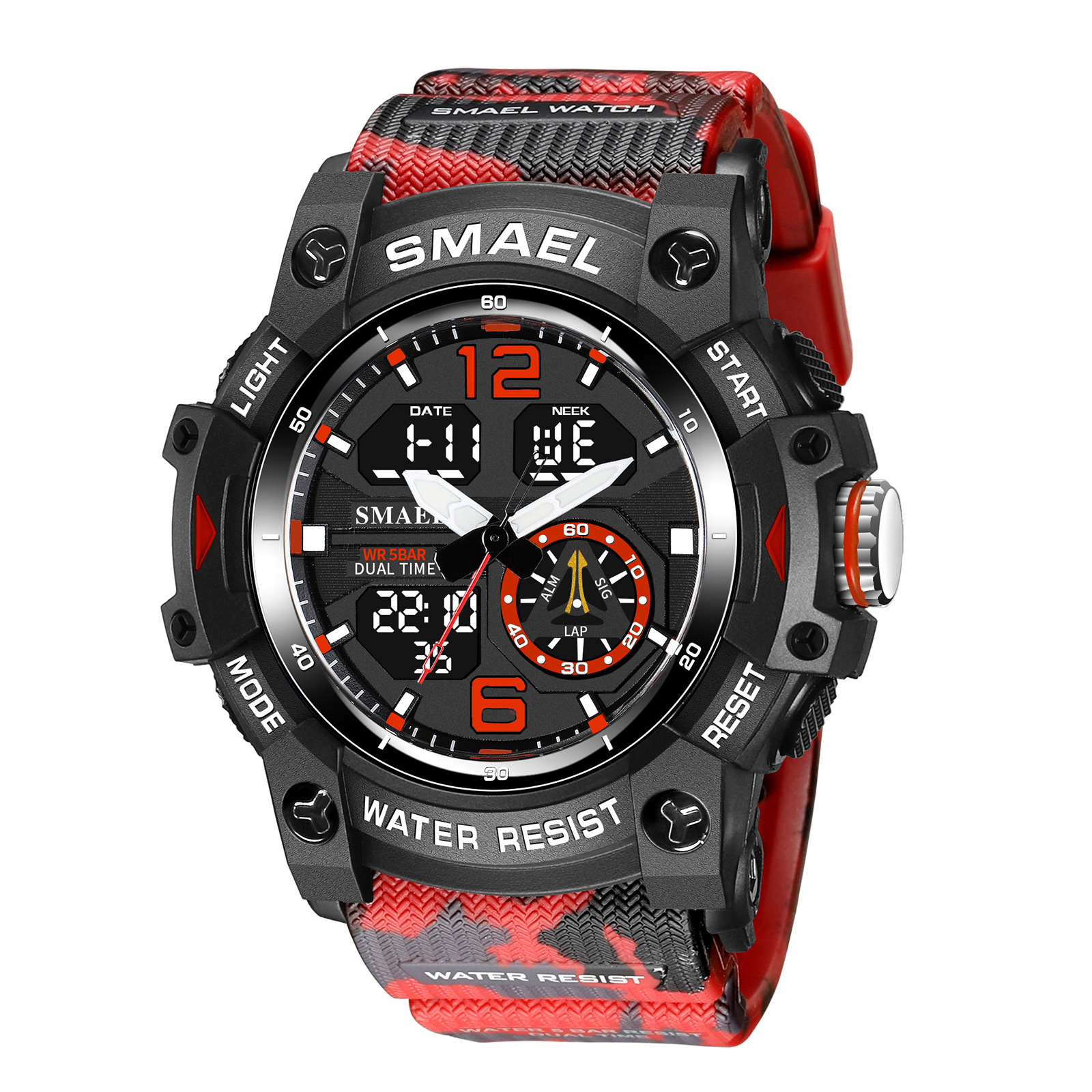 Smael Smar 8007 camuflaje serie reloj electrónico hombres deportes al aire libre impermeable multifuncional reloj electrónico