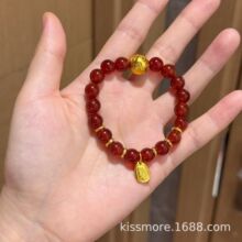 琛墨新年款大吉扎基拉姆新中式手链手饰红色玛瑙串珠叠戴手串批发